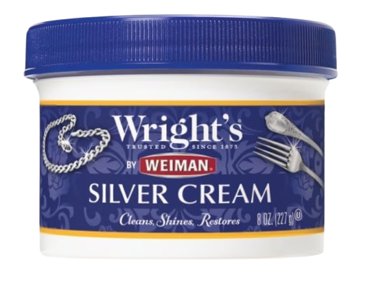 Wright's Silver Cleaner and Polish Cream, 8 Ounce, Gently Clean and Remove Tarnish for Jewelry, Pewter, and Sliver Without Scratching, Ammonia Free